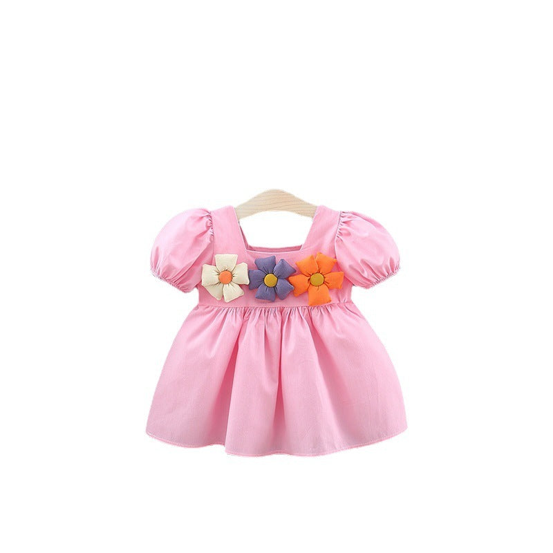 Girl's Square Collar Puff Sleeve Princess Dress - Cindi Book