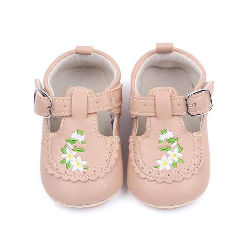 Baby Embroidered PU Leather Soft Bottom Non-slip Toddler Shoes - Cindi Book