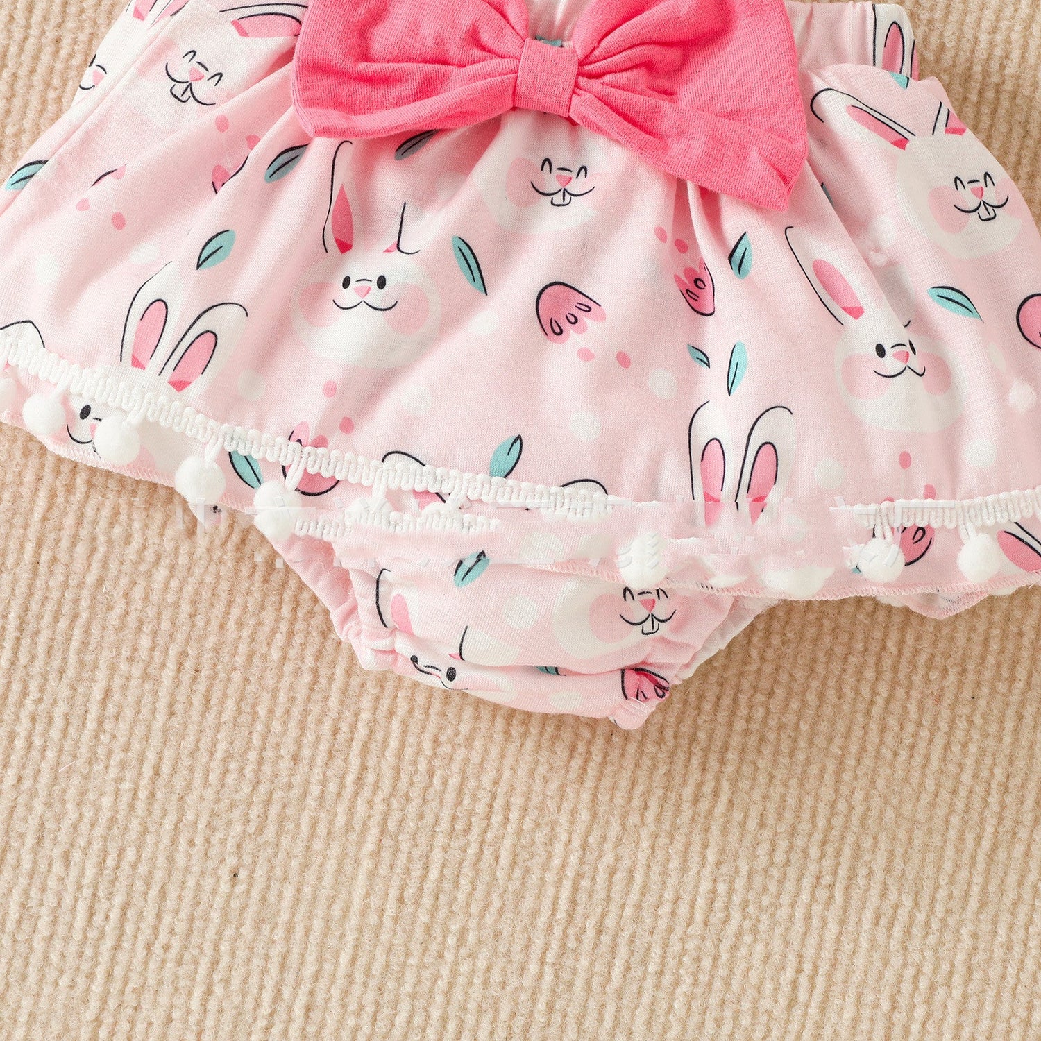 Children's Easter Short Sleeved Kazakhstan Suspender Skirt Knee Pad Set