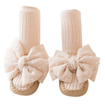 Baby Shoes And Socks Non Slip Leather Soled First Walker Socks With Lace Bow Details - Cindi Book