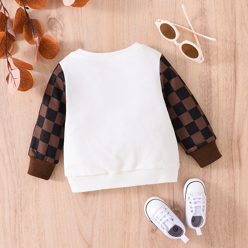Infants And Toddlers Fall Long-sleeved Tops Fashion Plaid Sweatshirt - Cindi Book