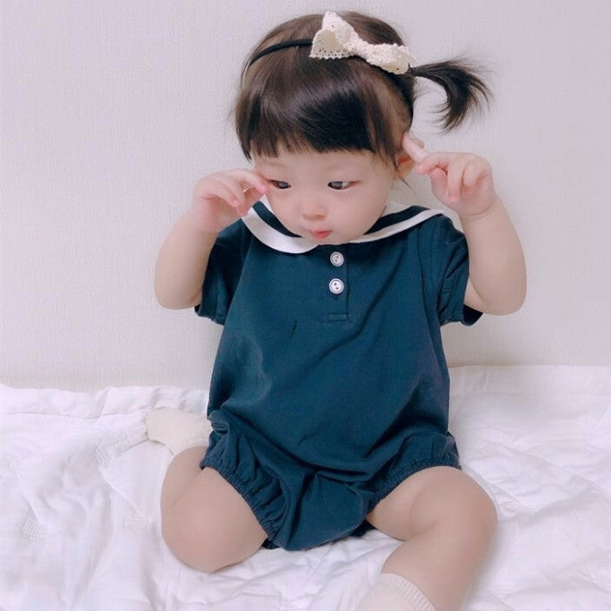 Ultra-thin Cool Lapel Baby College Style Jumpsuit - Cindi Book