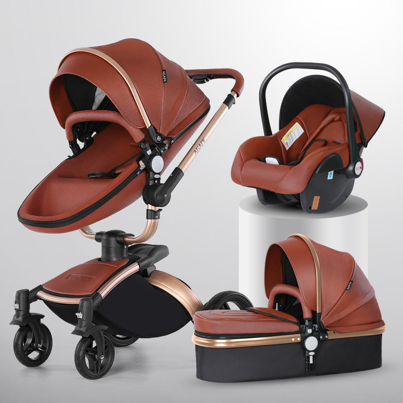 High Landscape Baby Stroller 360-degree Rotation 3-in-1 Basket Foldable - Cindi Book