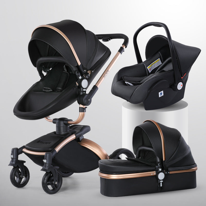 High Landscape Baby Stroller 360-degree Rotation 3-in-1 Basket Foldable - Cindi Book