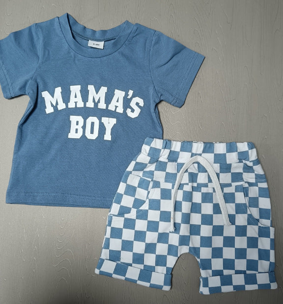 Round Neck Short Sleeve Plaid Shorts Two-piece Set - Cindi Book