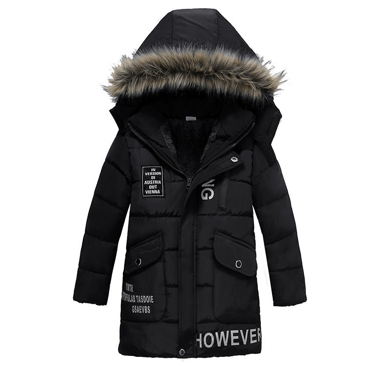 Boys Large Fur Collar Padded Warm Cotton Jacket - Cindi Book