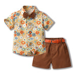 Bowknot Short-sleeved Cardigan Boys' Shorts Two-piece Set - Cindi Book