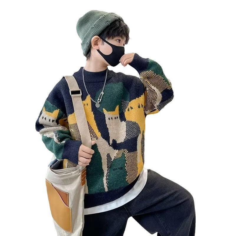 Thickened Knitted Pullover For Older Children And Boys - Cindi Book