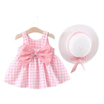 Baby Girl Plaid Skirt Fashion Girl Skirt Free Straw Hat - Cindi Book