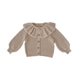 Baby Girl Ruffled Bow Tie Knitted Coat Small Cardigan Sweater - Cindi Book