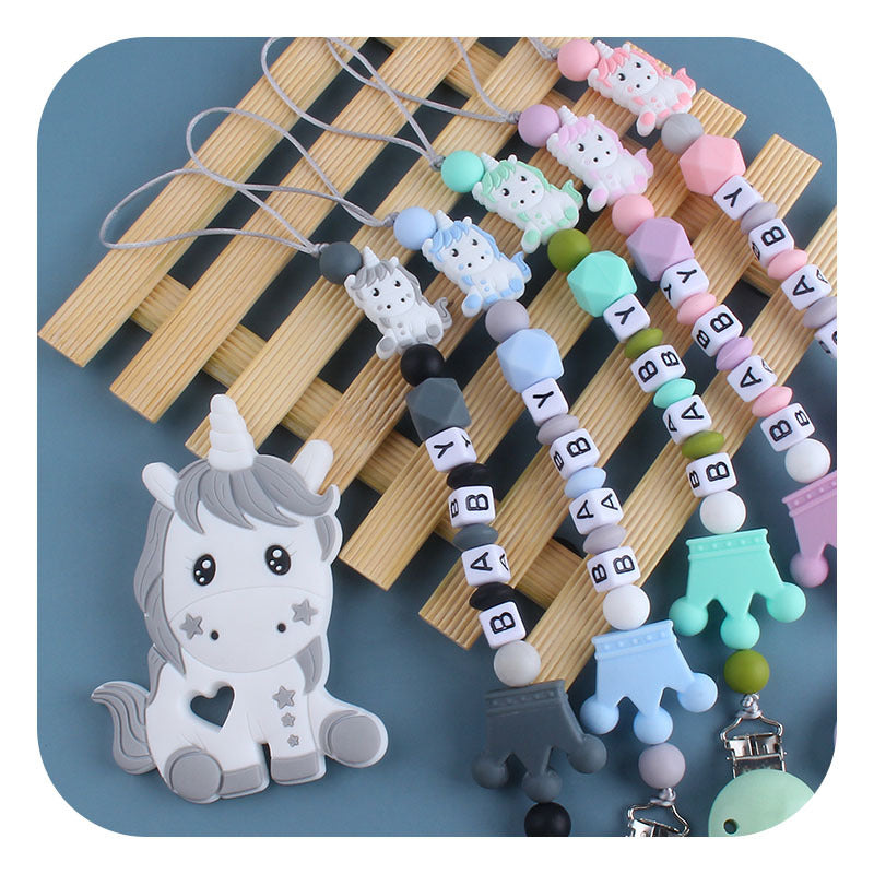 Teething Silicone Pacifier Clip with Toy
