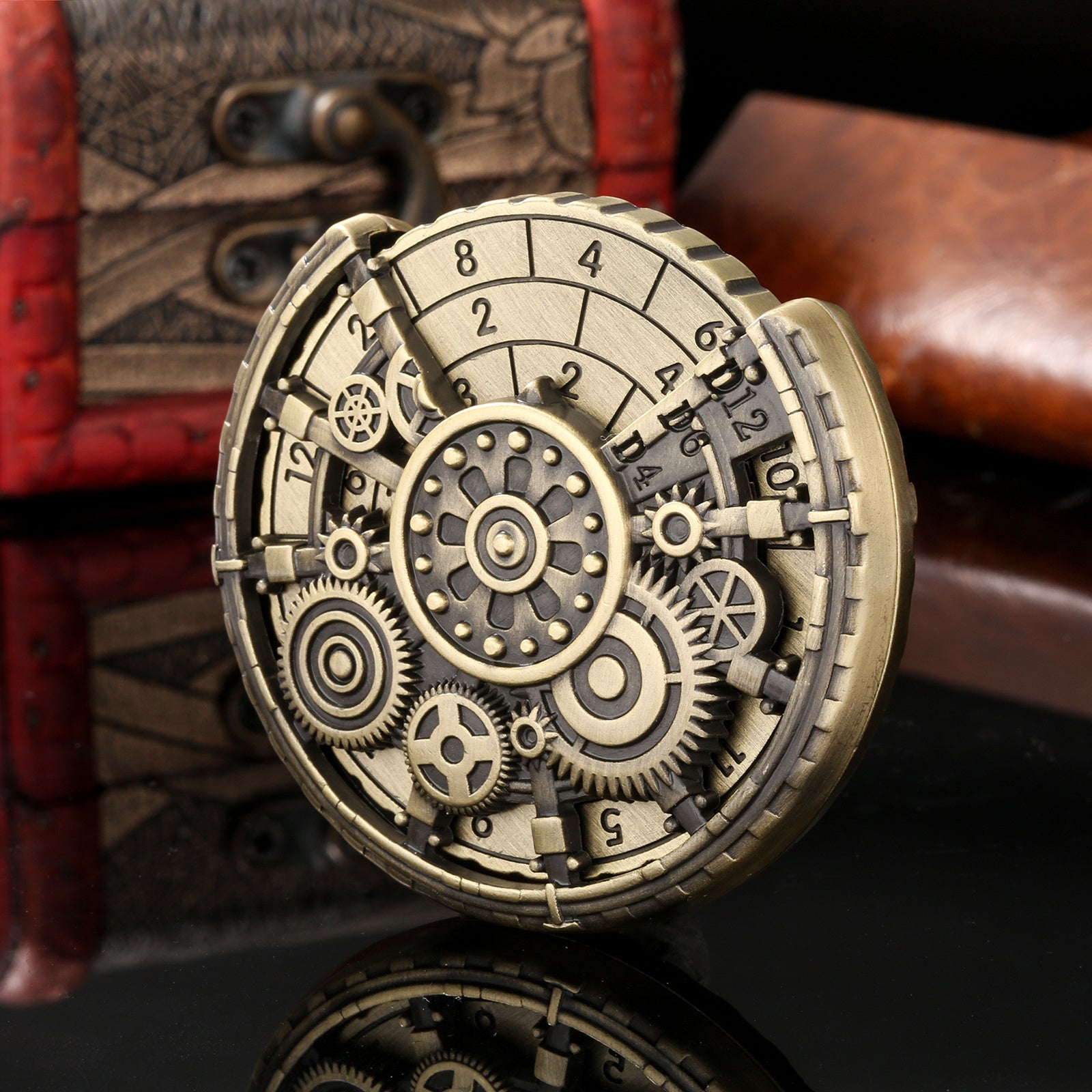 Private Model Time Gear Fingertip Gyroscope Retro Wheel DND Dice Gift Box Set, Role Playing Game Dice On The Table - Cindi Book