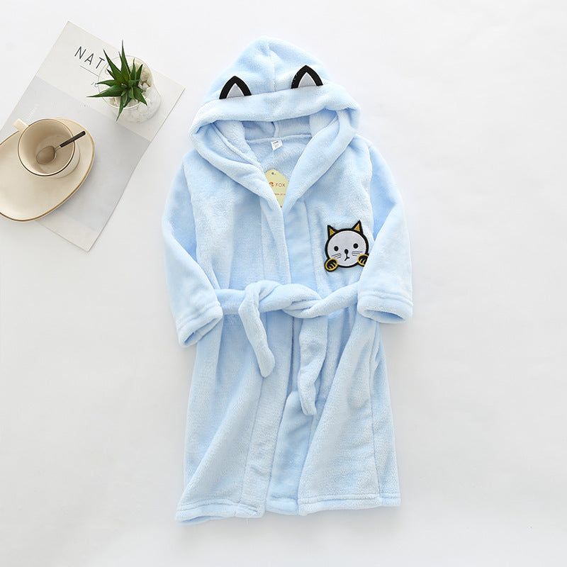 Flannel Bathrobe Boys' Home Wear With Hood - Cindi Book