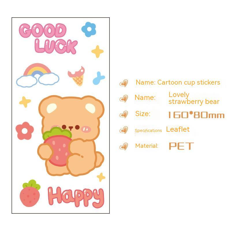 Cute Bear Clear Water Cup Stickers Children's Cartoon Korean Journal Material Mobile Phone Cup Decoration - Cindi Book