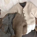 Children's Thickened Warm Coat With Checkered Wool On Both Sides - Cindi Book