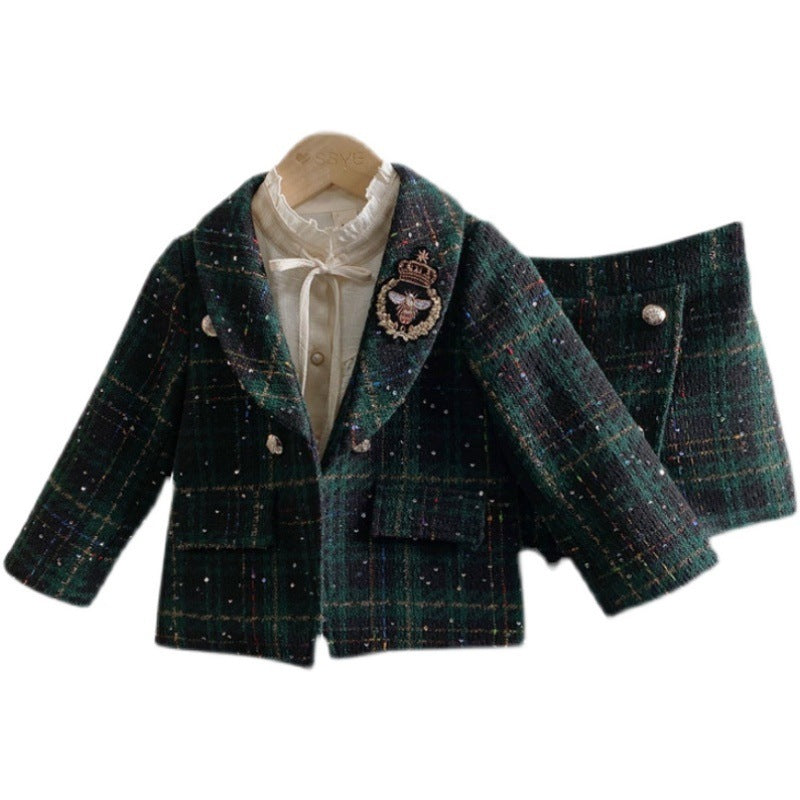 Girls' Classic Style Children's Preppy Style Two-piece Suit - Cindi Book
