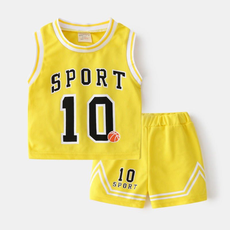 Children's Basketball Clothing Suits Baby Vest Suit Boys Sweatshirt Two-piece Summer Style Tide - Cindi Book