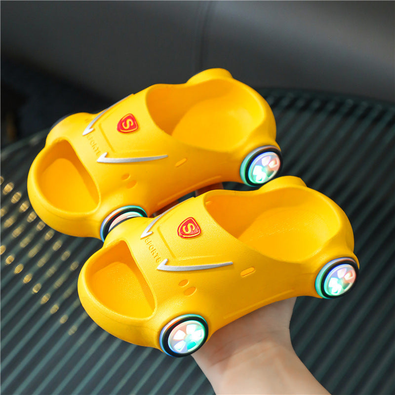 Kids Glowing Slippers Cartoon Car Sandals Children Sandals Anti Slip Boys Girls Luminous Slippers Summer Beach Shoes - Cindi Book