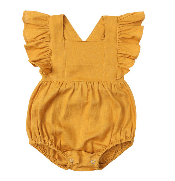 Baby Cotton And Linen Summer Strap One Piece Suit - Cindi Book