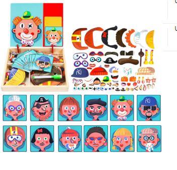 Montessori Magnetic Fun Puzzle Children's Wooden Puzzle Box Game Cartoon Educational Painting Toys For Children Gift Antistress - Cindi Book