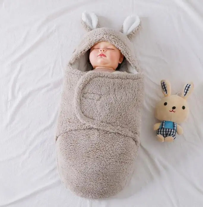Super Soft Baby Sleeping Bag Fluffy Fleece Newborn Blanket Swaddle Blankets, Unisex Baby Wrap For Newborn Baby Boys Girls With Head-Protecting & Head-Supporting Function, Wearable Swaddle Sleep Sack - Cindi Book