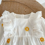 Sweet Daisies Embroidery Rompers Long Sleeve Onesie - Cindi Book