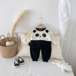 New Long Sleeve Round Neck Western Style Panda Sweater Pants Suit - Cindi Book