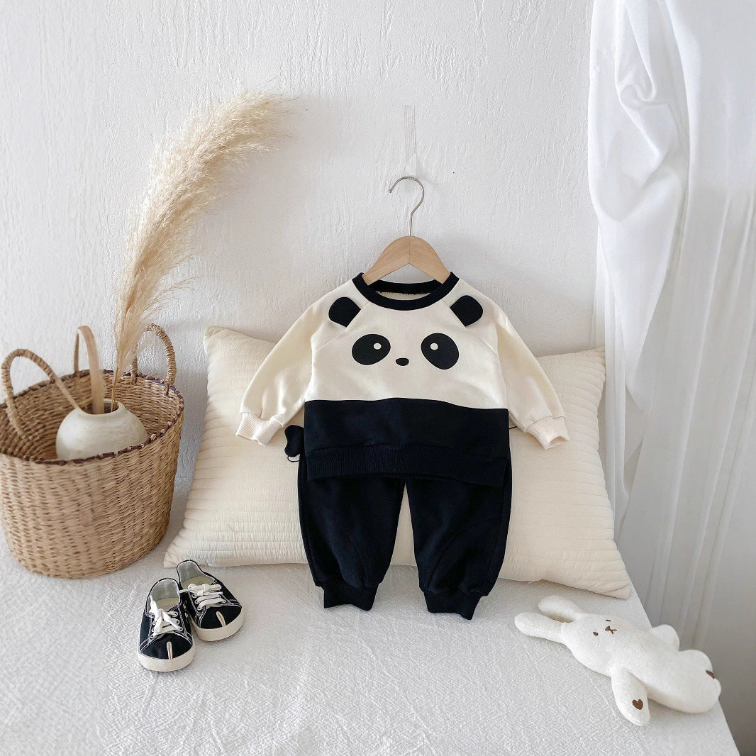 New Long Sleeve Round Neck Western Style Panda Sweater Pants Suit - Cindi Book