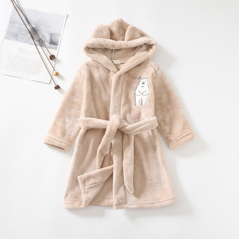 Flannel Bathrobe Boys' Home Wear With Hood - Cindi Book
