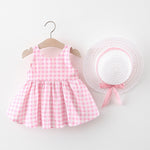 Baby Girl Plaid Skirt Fashion Girl Skirt Free Straw Hat - Cindi Book