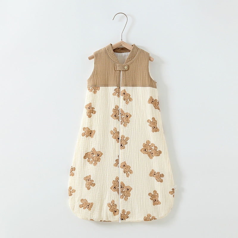 Baby Sleeping Bag Double Layer Patchwork Stand-up Collar Gauze Waistcoat Sleeping Bag - Cindi Book