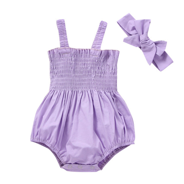 Infant Baby Girls 2Pcs Summer Outfits, Sleeveless Frill Smoc - Cindi Book