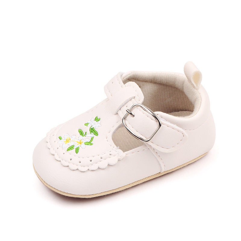 Baby Embroidered PU Leather Soft Bottom Non-slip Toddler Shoes - Cindi Book