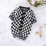 Ins New Chessboard Baby One-piece Garment Thousand Bird Pattern Knitting - Cindi Book