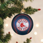 Old World Christmas Red Sox Baseball Ornament - hand-blown glass Christmas tree ornament