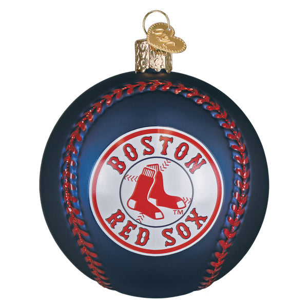 Old World Christmas Red Sox Baseball Ornament - hand-blown glass Christmas tree ornament (view 2)
