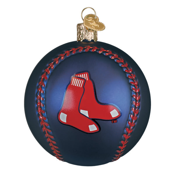 Old World Christmas Red Sox Baseball Ornament - hand-blown glass Christmas tree ornament (view 3)
