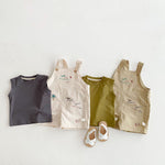 Simple Fashion T-shirt Fashion Baby Korean Style Cartoon Suspender Pants - Cindi Book