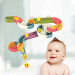 DIY Baby Bath Toys Wall Suction Cup Marble Race Run Track Bathroom Bathtub Kids Play Water Games Toy Set - Cindi Book