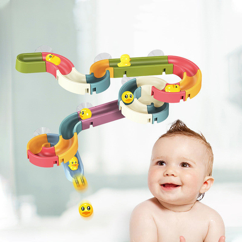 DIY Baby Bath Toys Wall Suction Cup Marble Race Run Track Bathroom Bathtub Kids Play Water Games Toy Set - Cindi Book