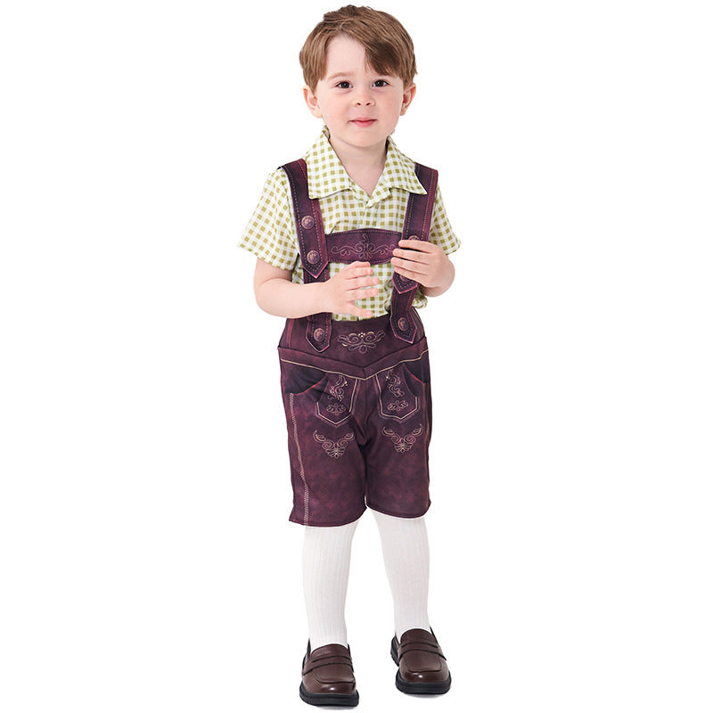 Cute Plaid Suspender Pants Performance Costume - Cindi Book