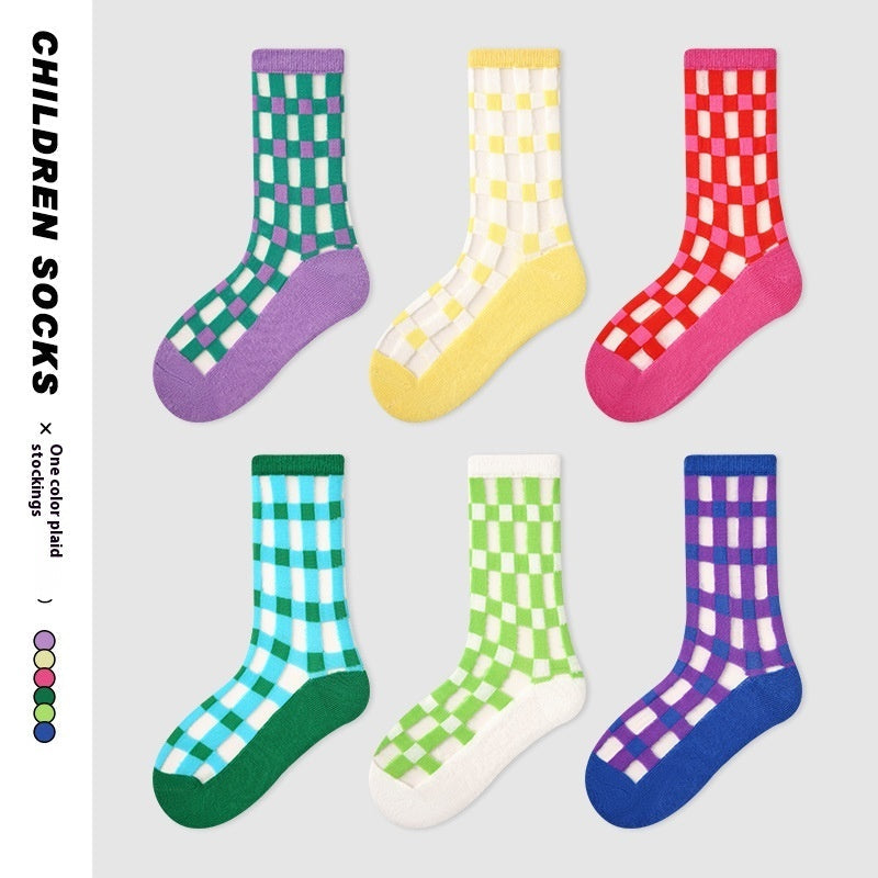 Children's Socks Summer Color Matching Plaid Korean Baby - Cindi Book