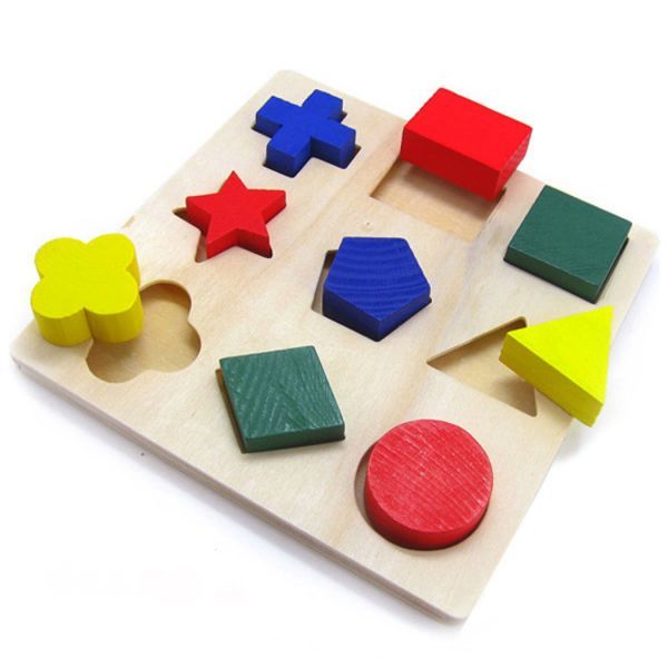 Wooden Geometrical Shape Baby Toy Jigsaw - Cindi Book