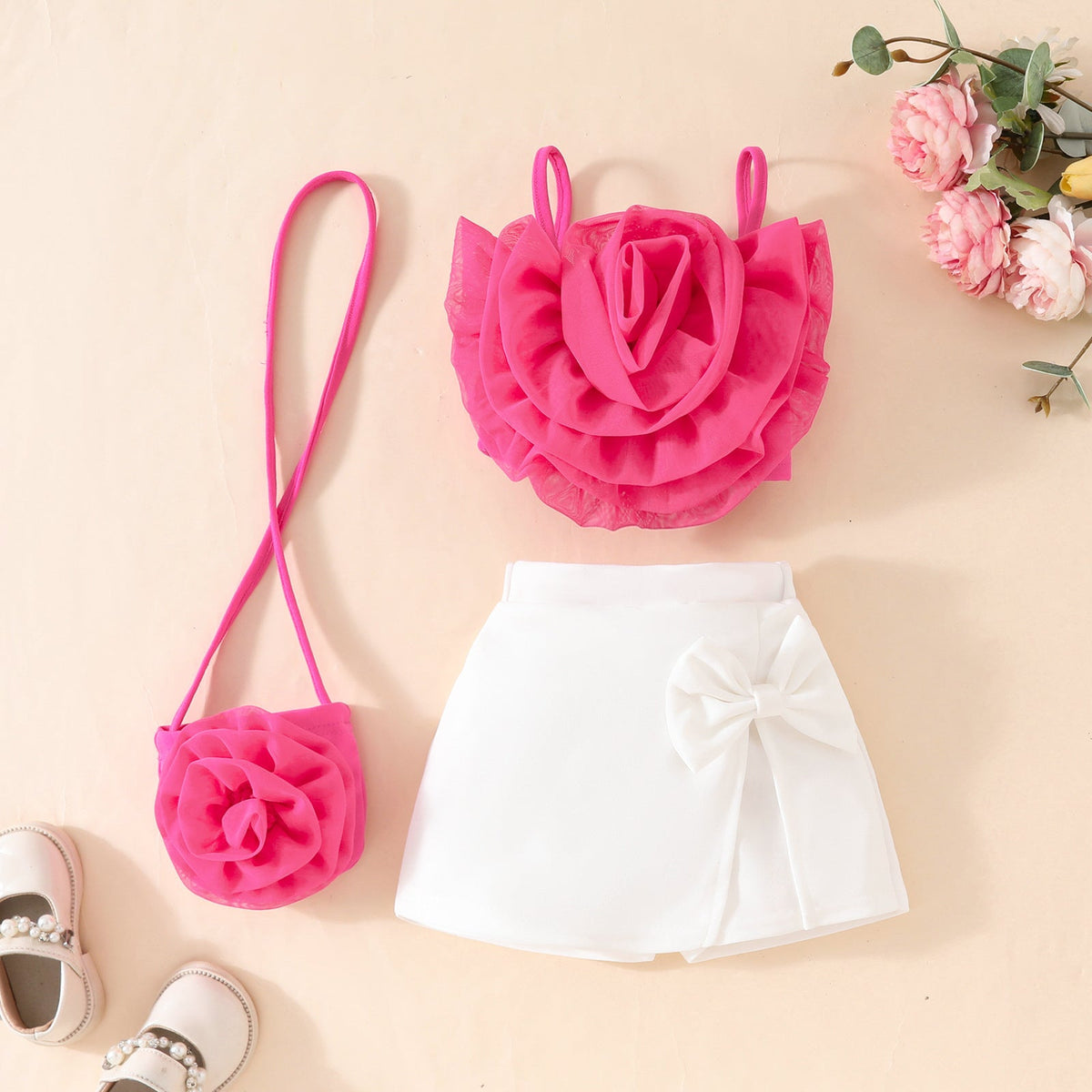 Girl's 3D Flower Pulling Strap Set - Cindi Book