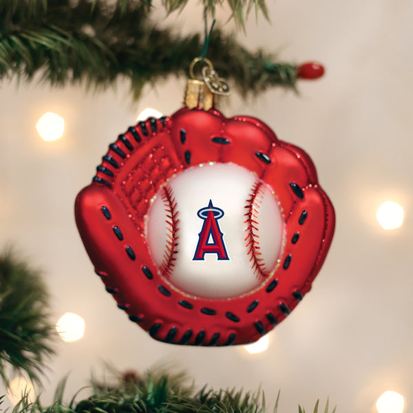 Old World Christmas Angels Baseball Mitt Ornament - hand-blown glass Christmas tree ornament