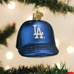 Old World Christmas Dodgers Baseball Cap Ornament - hand-blown glass Christmas tree ornament