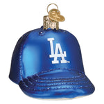 Old World Christmas Dodgers Baseball Cap Ornament - hand-blown glass Christmas tree ornament (view 3)