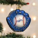 Old World Christmas Dodgers Baseball Mitt Ornament - hand-blown glass Christmas tree ornament