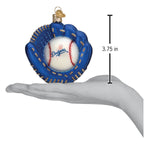 Old World Christmas Dodgers Baseball Mitt Ornament - hand-blown glass Christmas tree ornament (view 5)