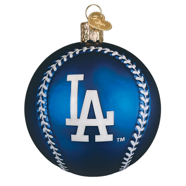 Old World Christmas Dodgers Baseball Ornament - hand-blown glass Christmas tree ornament (view 2)